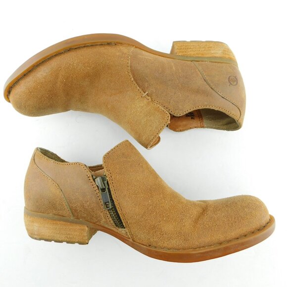 BORN Brown Distressed Leather Ankle Booties Shoes 7 - Picture 3 of 7